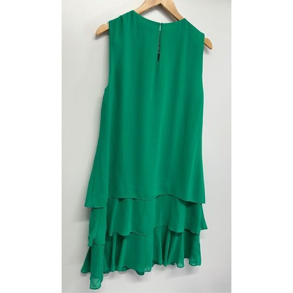Lauren Ralph Lauren Shift Dress Size 12 Green Round Neck Ruffled NWT - Picture 9 of 13